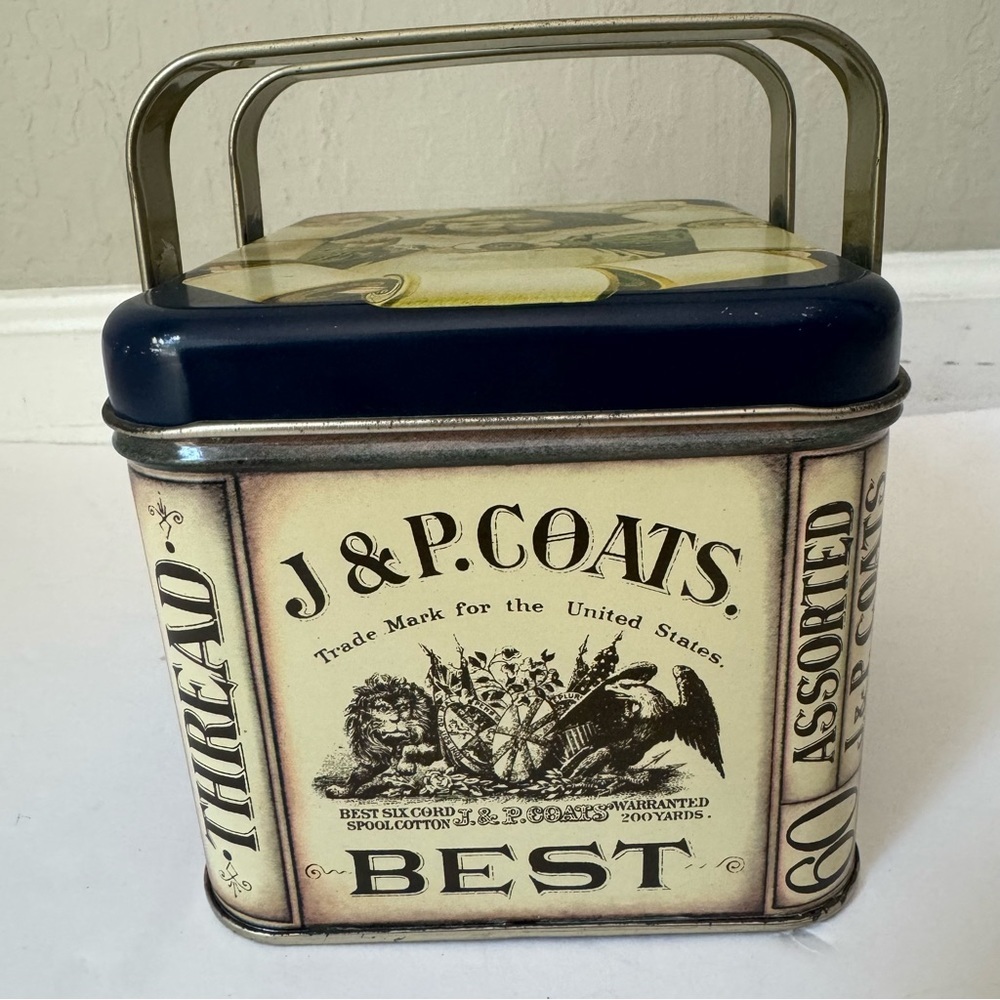 J & P COATS Vintage Tin Sewing Thread Box - Picture 3 of 15